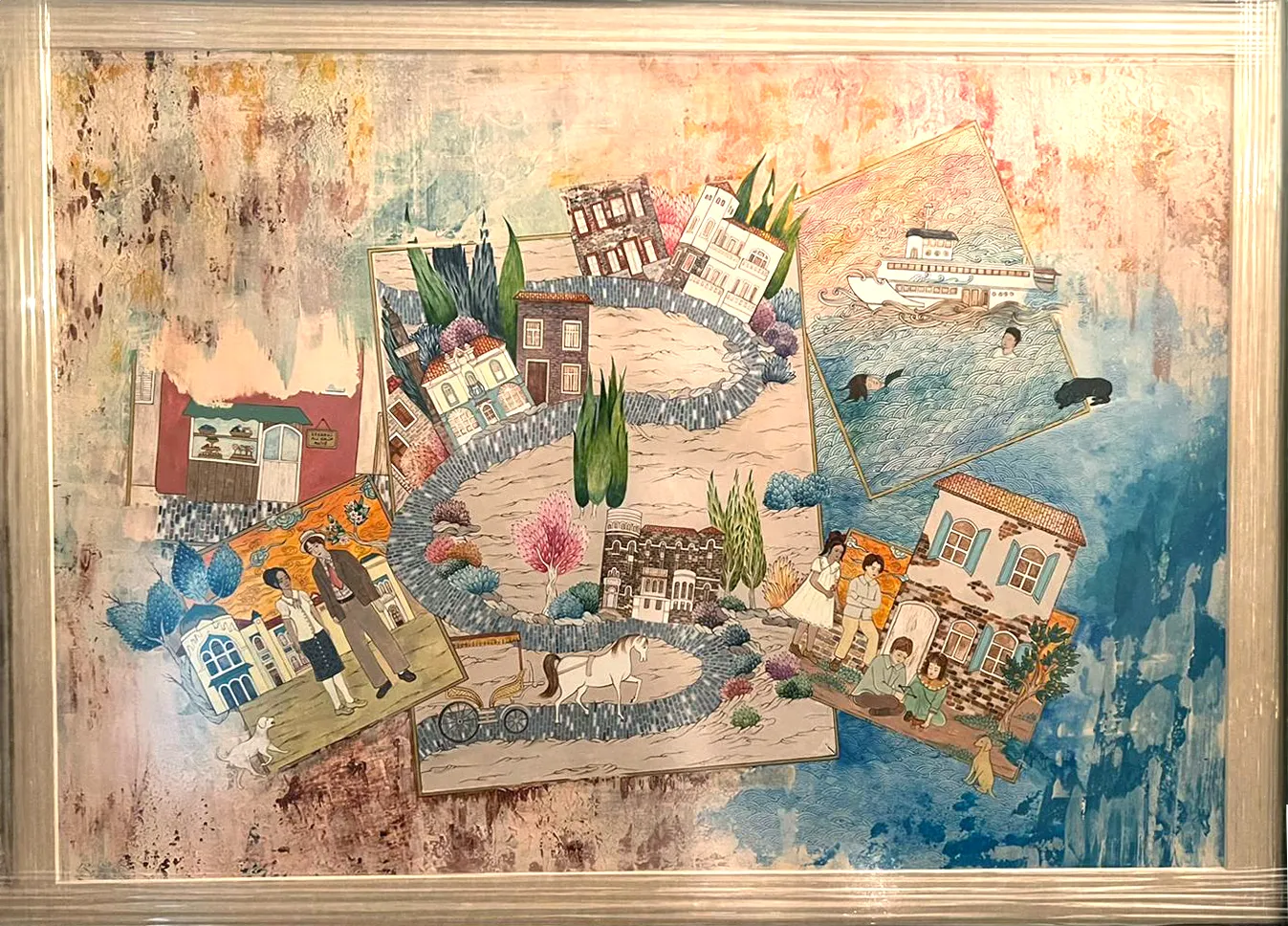 Watercolor gouache and acrylic on murakka