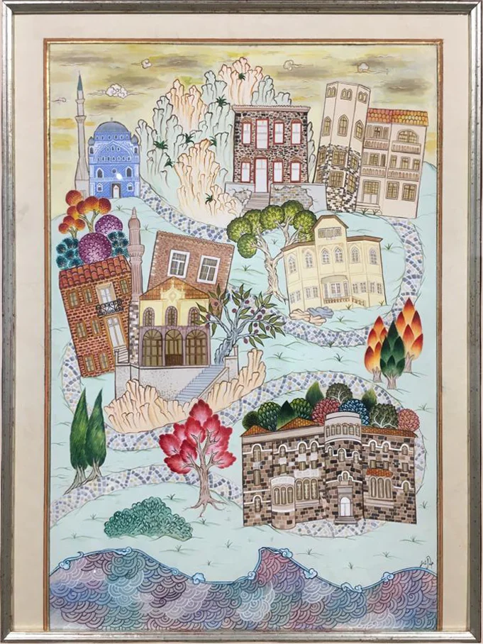 Watercolor gouache and acrylic on murakka